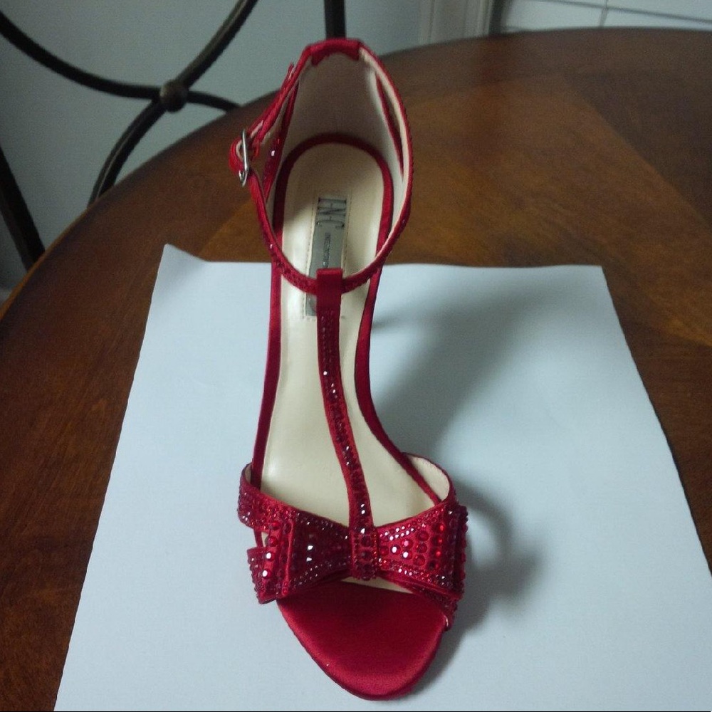 Sparkly red Reesie evening sandals from INC